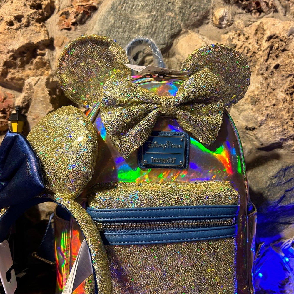 Disney 50th Anniversary Gold & Blue Sequin Loungefly Bag - Picture 7 of 13